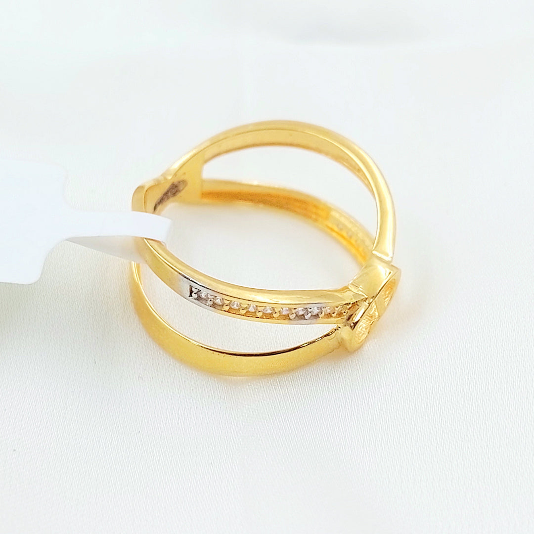 Zircon Studded X Style Ring Made of 21K Gold by Saeed Jewelry 
