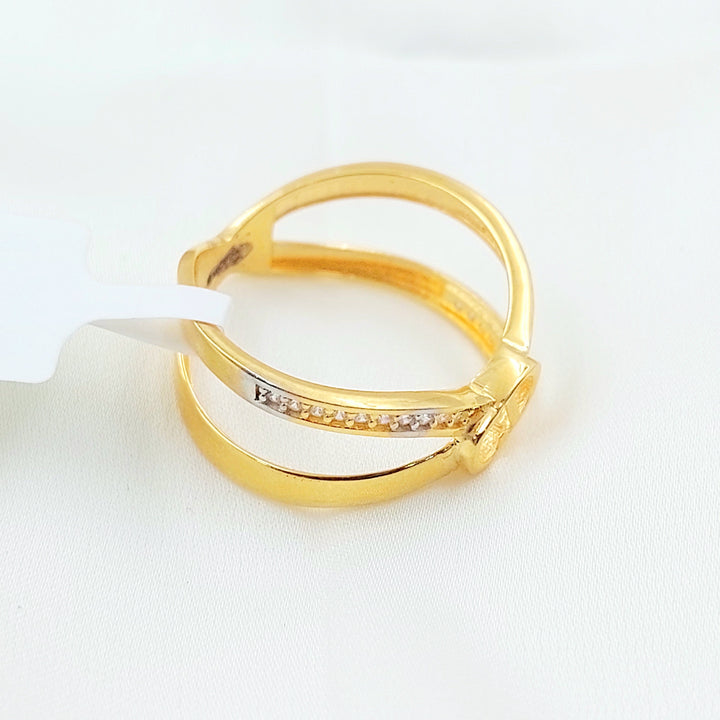 Zircon Studded X Style Ring Made of 21K Gold by Saeed Jewelry 