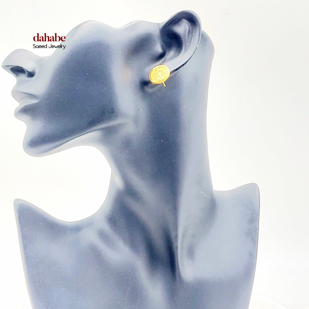 21K Gold Ottoman Coin-Inspired Stud Earrings
