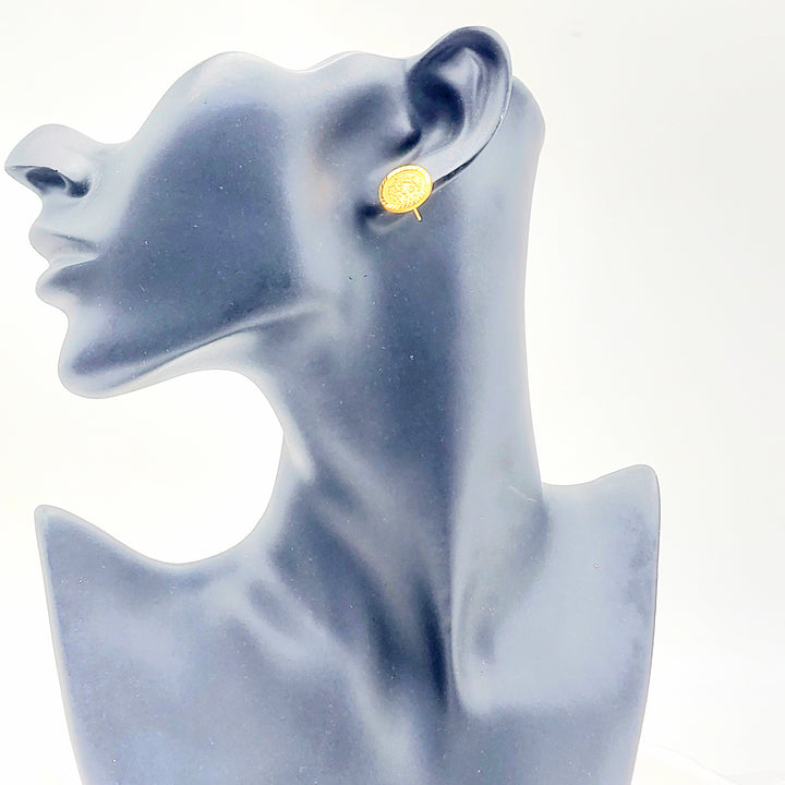 21K Gold Ottoman Coin-Inspired Stud Earrings