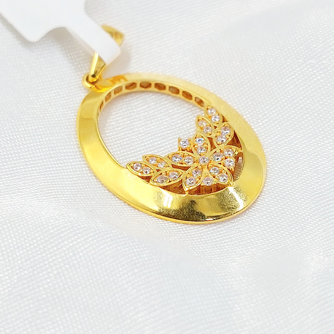 Zircon Studded Rose Pendant Made of 21K Gold by Saeed Jewelry 
