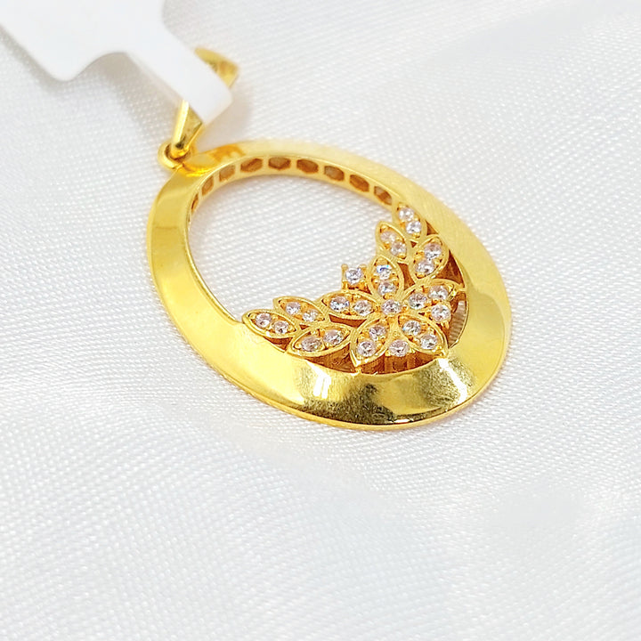 Zircon Studded Rose Pendant Made of 21K Gold by Saeed Jewelry 