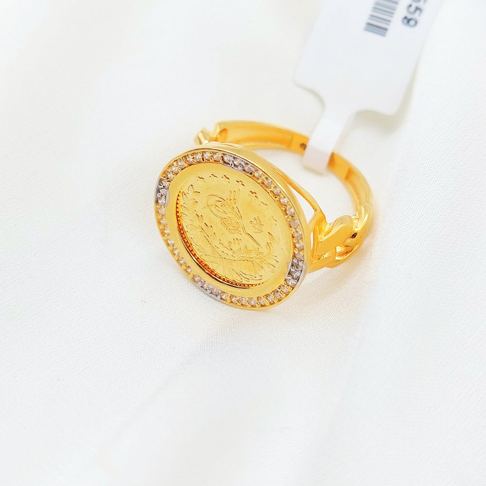 21K Gold Ottoman Coin-Inspired Halo Ring