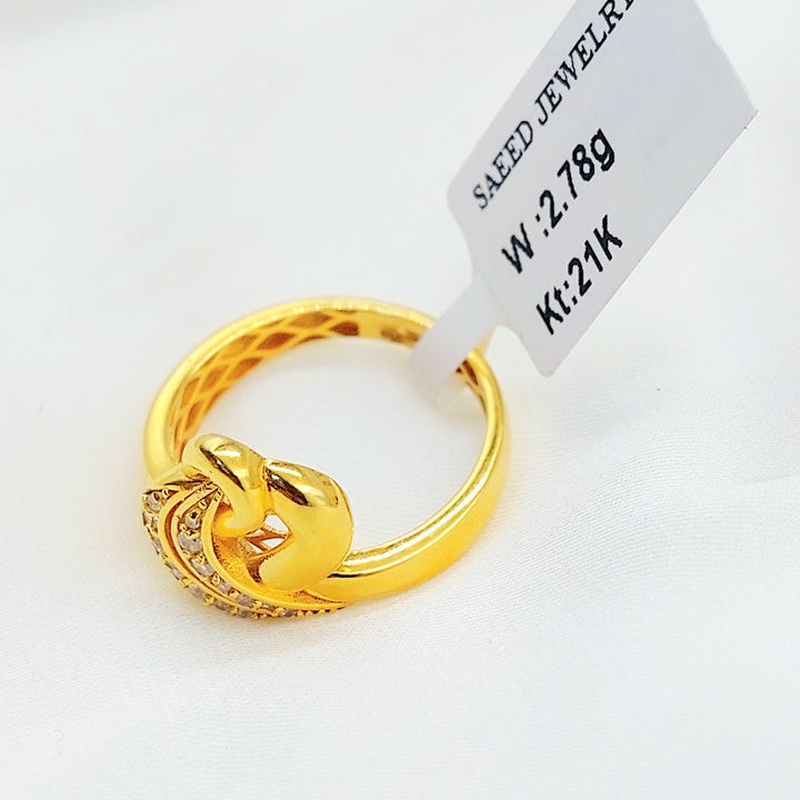 21K Gold Knot Ring with Clear Accents