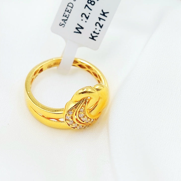 21K Gold Knot Ring with Clear Accents