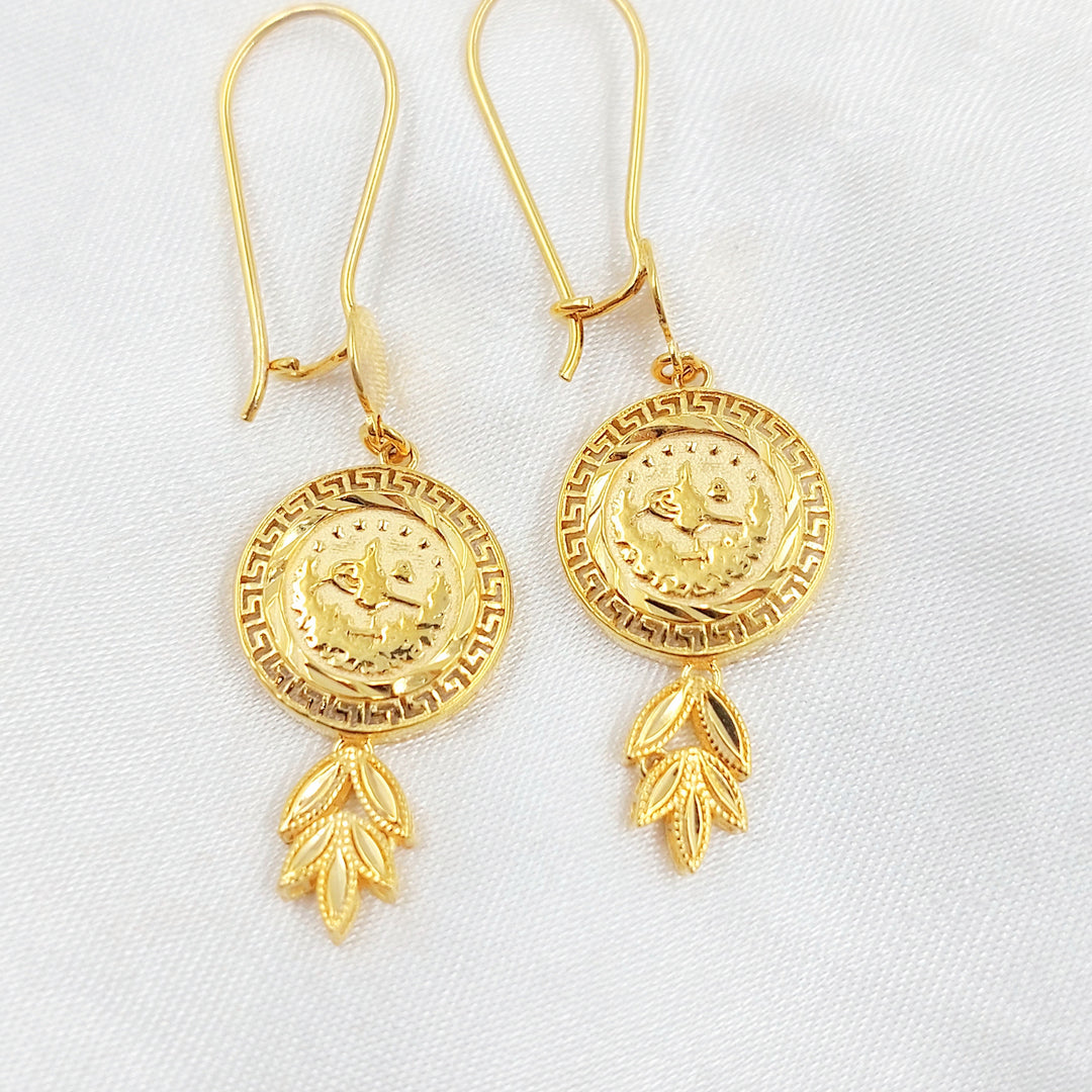 Rashadi Shankle Earrings Made of 21K Gold by Saeed Jewelry 