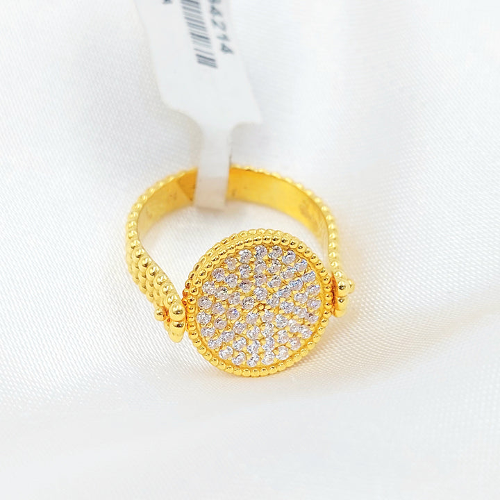 21K Gold Clear Accent Disc Ring