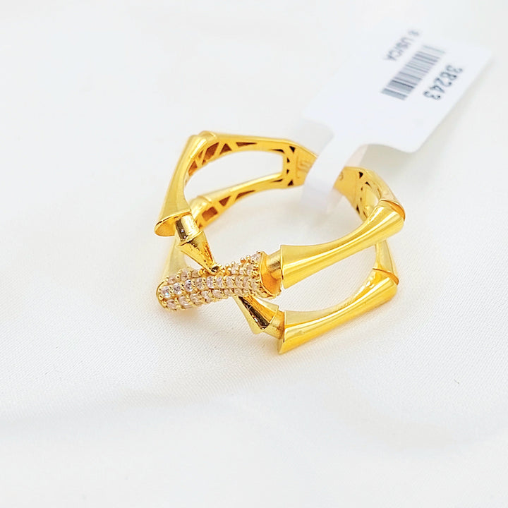 Zircon Studded Deluxe Ring Made of 21K Gold by Saeed Jewelry 