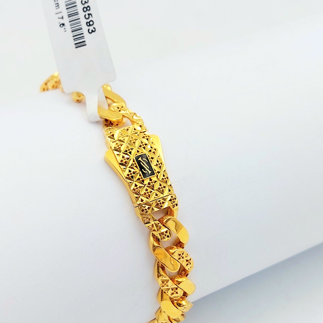 21K Gold Filigree Cuban Link Bracelet