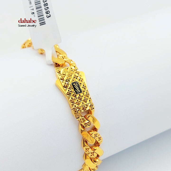21K Gold Filigree Cuban Link Bracelet