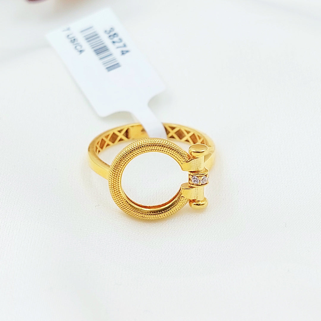 Zircon Studded Deluxe Ring Made of 21K Gold by Saeed Jewelry 