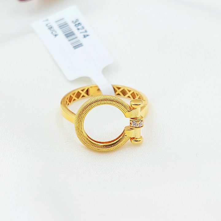 Zircon Studded Deluxe Ring Made of 21K Gold by Saeed Jewelry 