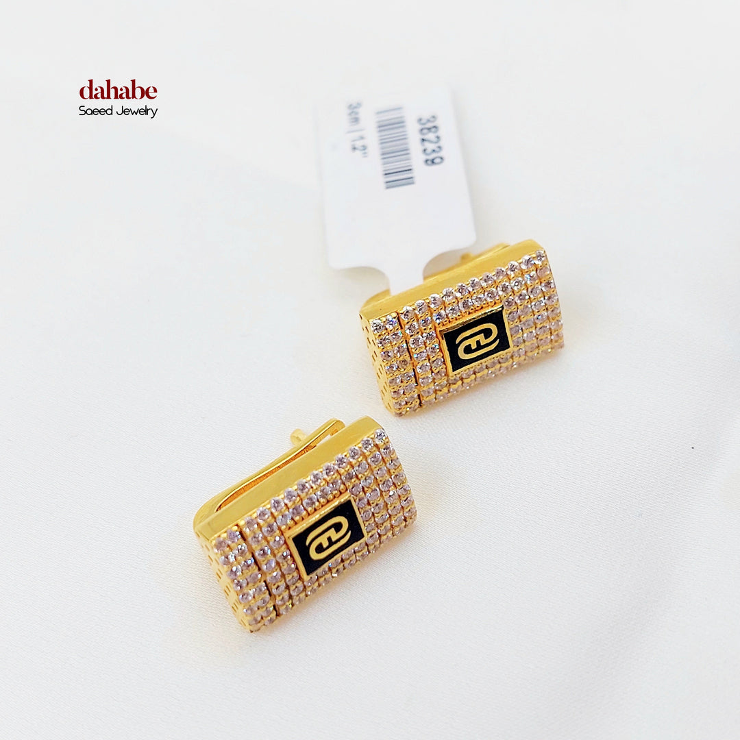 Enameled & Zircon Studded Shankle Earrings