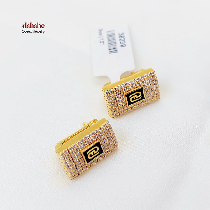 Enameled & Zircon Studded Shankle Earrings