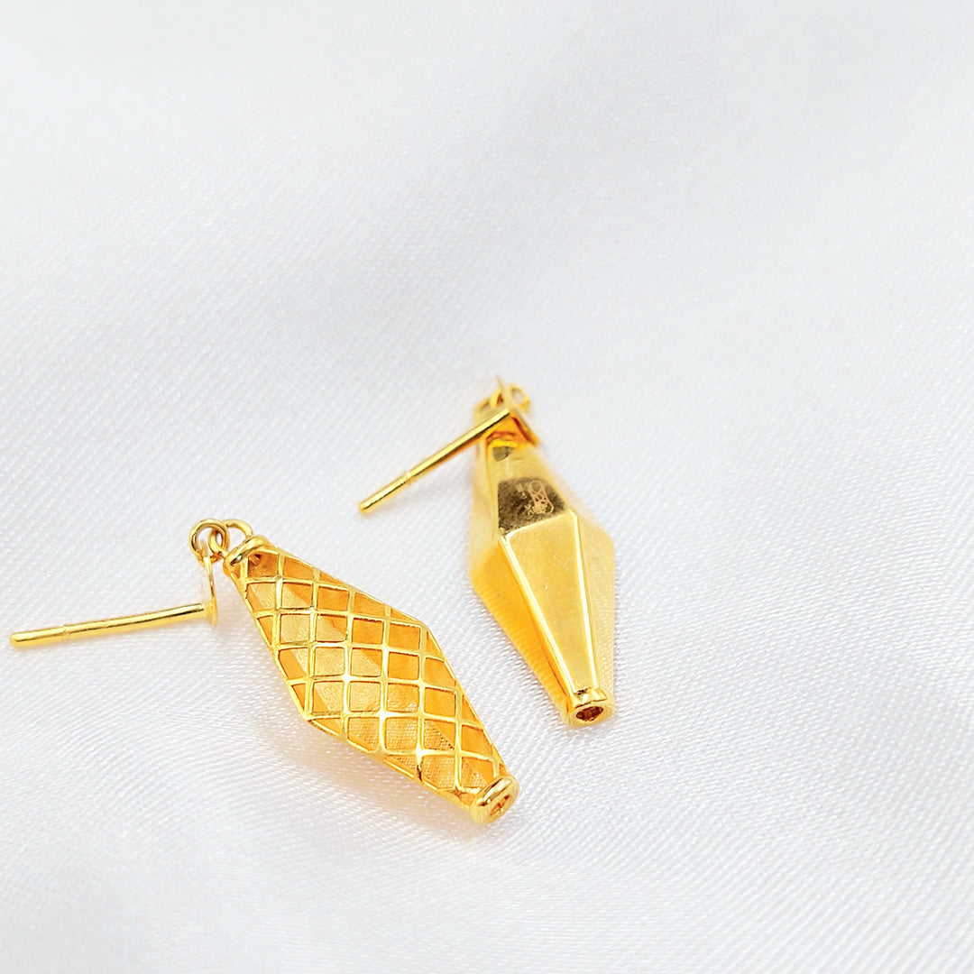 21K Gold Faceted Drop Earrings