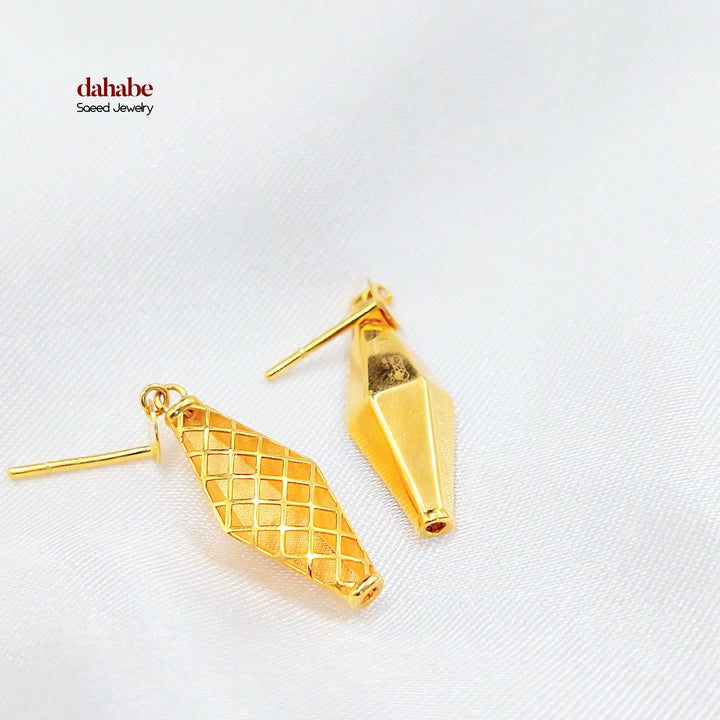 21K Gold Faceted Drop Earrings