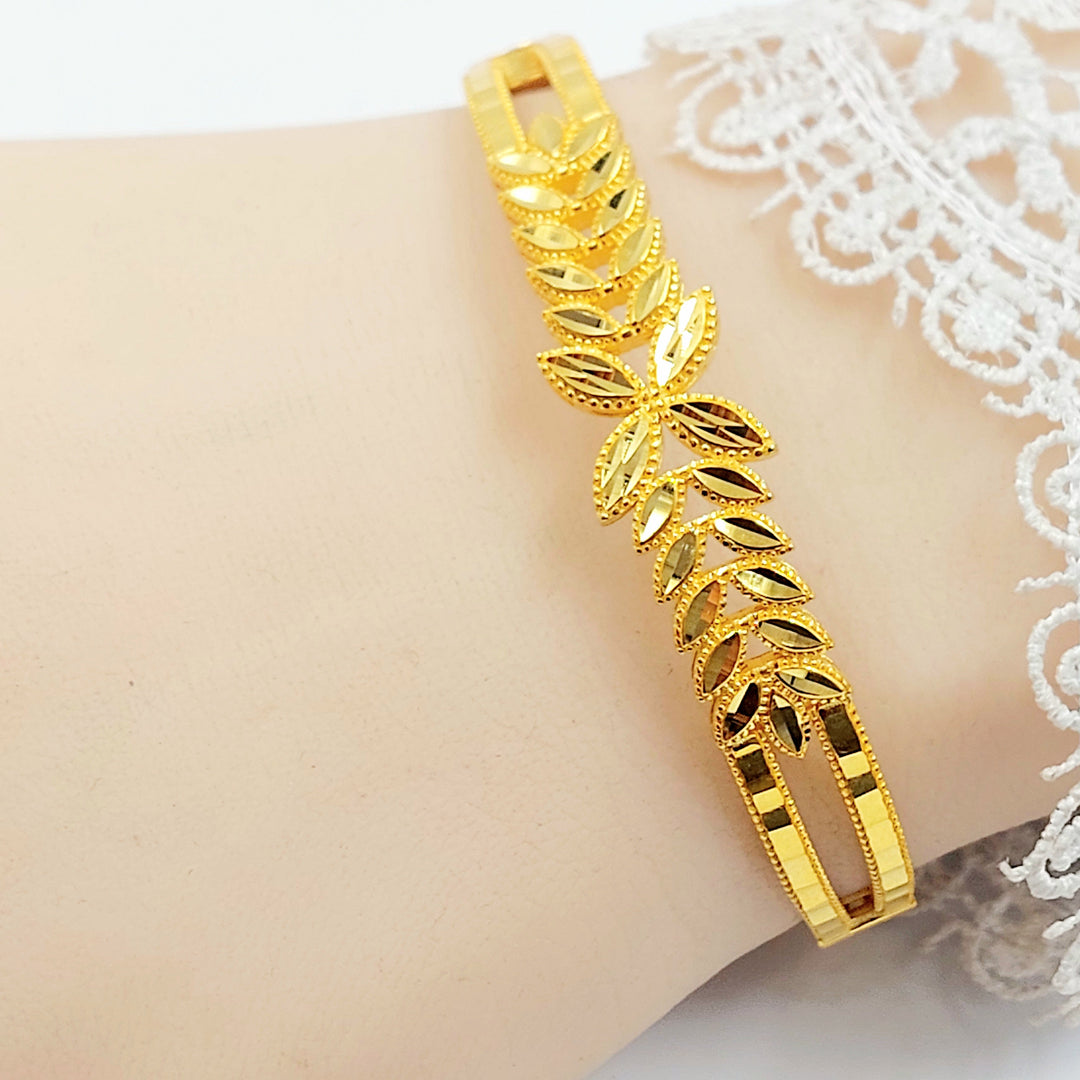 Rashadi Leaf Bangle Bracelet Made of 21K Gold by Saeed Jewelry 