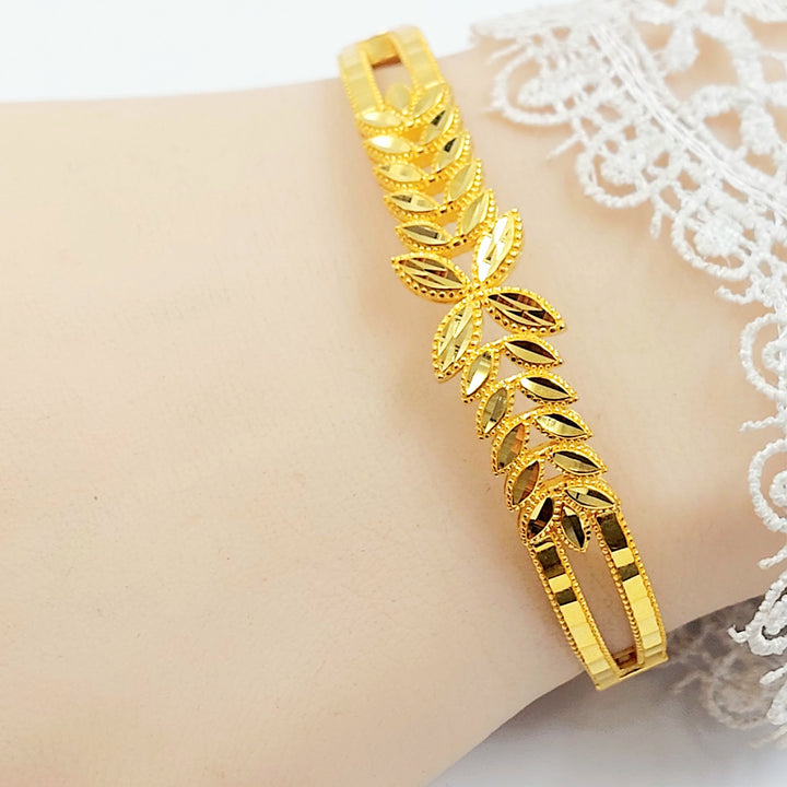 Rashadi Leaf Bangle Bracelet Made of 21K Gold by Saeed Jewelry 