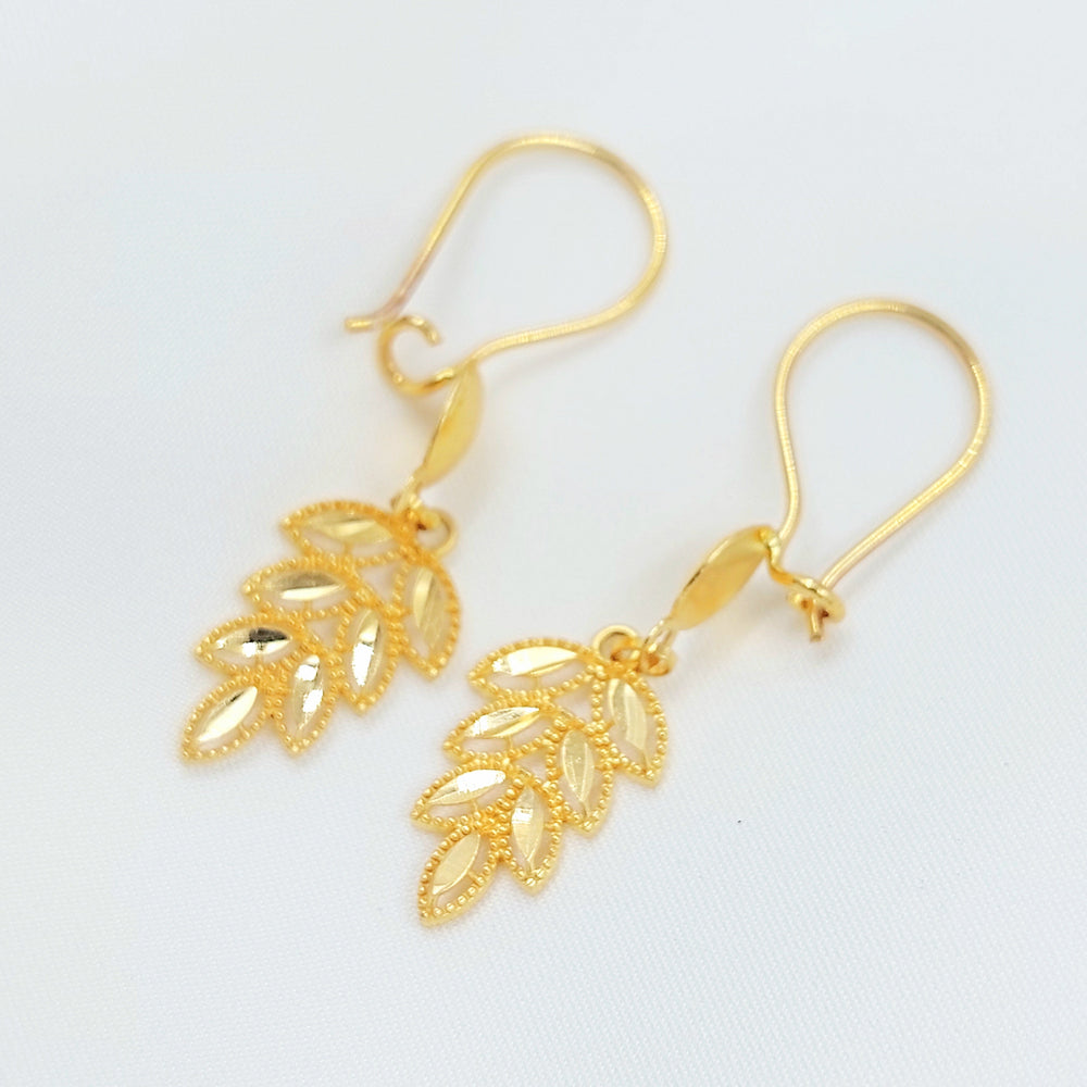 21K حلق ورق الشجر-مجوهرات الشيخ سعيد-Saeed Jewelry 