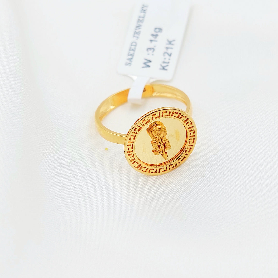 21K Gold Ottoman Coin-Inspired Ring with Red Accents