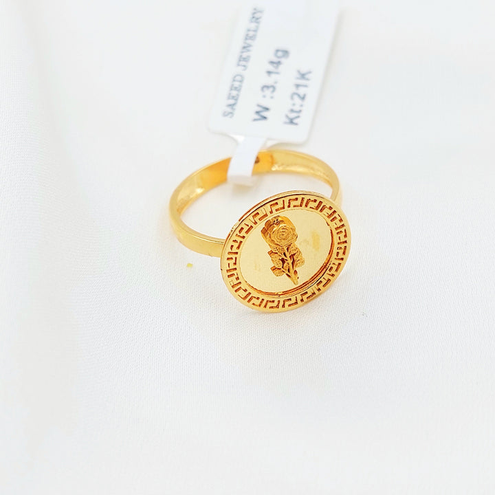 21K Gold Ottoman Coin-Inspired Ring with Red Accents