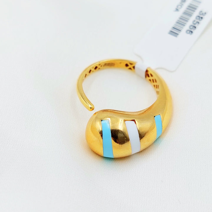 21K Gold Blue and White Accent Ring