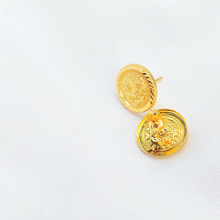 21K Gold Ottoman Coin-Inspired Stud Earrings