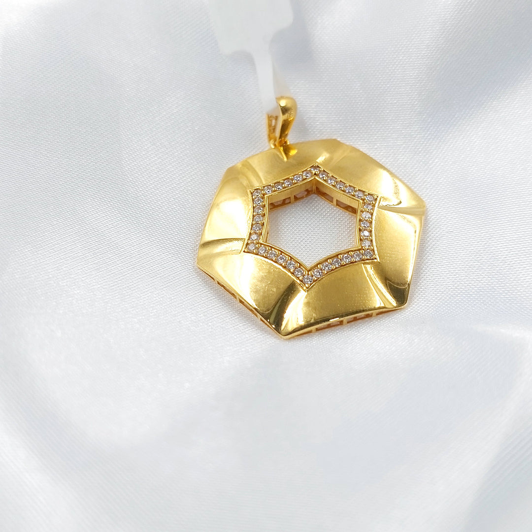 21K تعليقة سداسي مرصع-مجوهرات الشيخ سعيد-Saeed Jewelry 