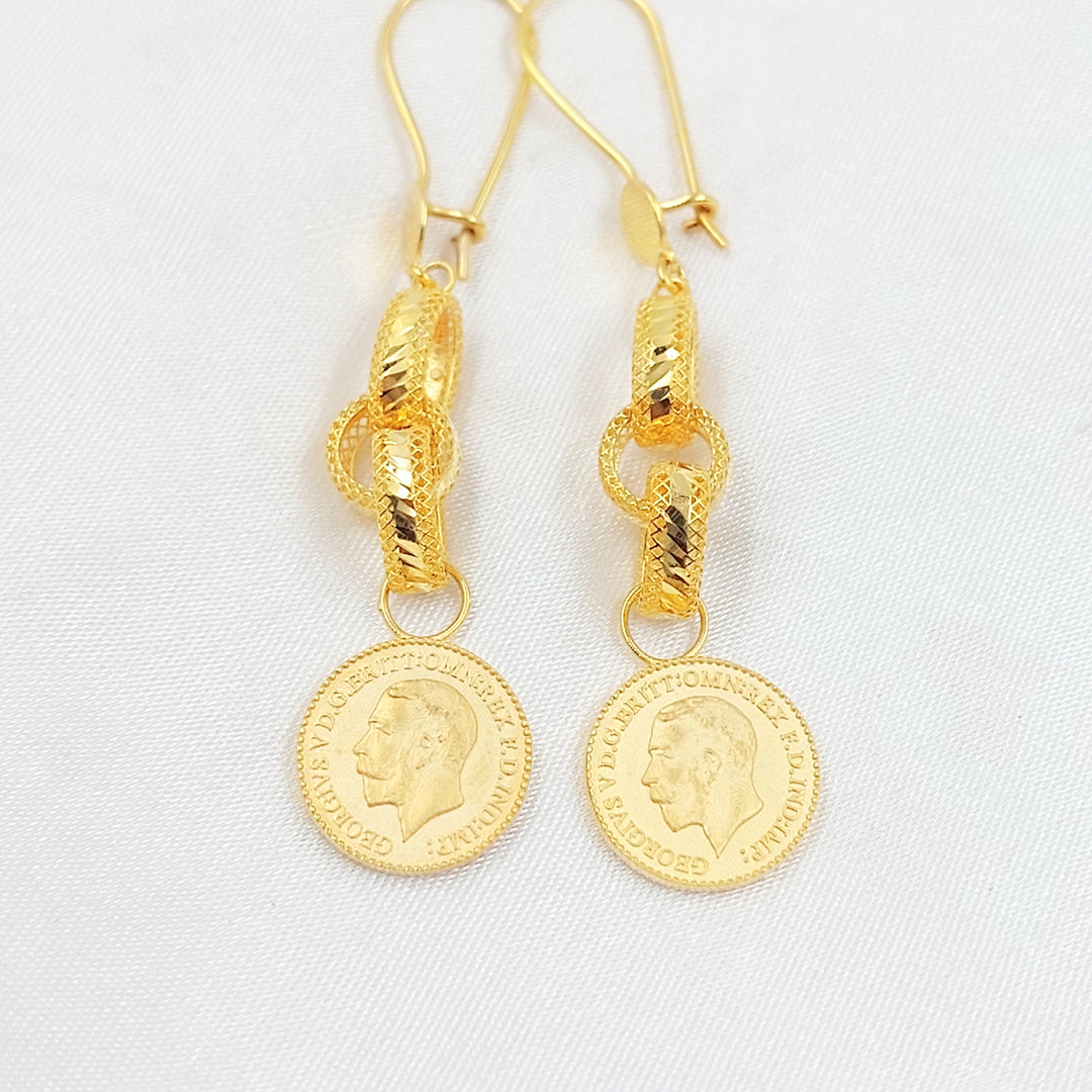 English Shankle Earrings Made of 21K Gold by Saeed Jewelry 