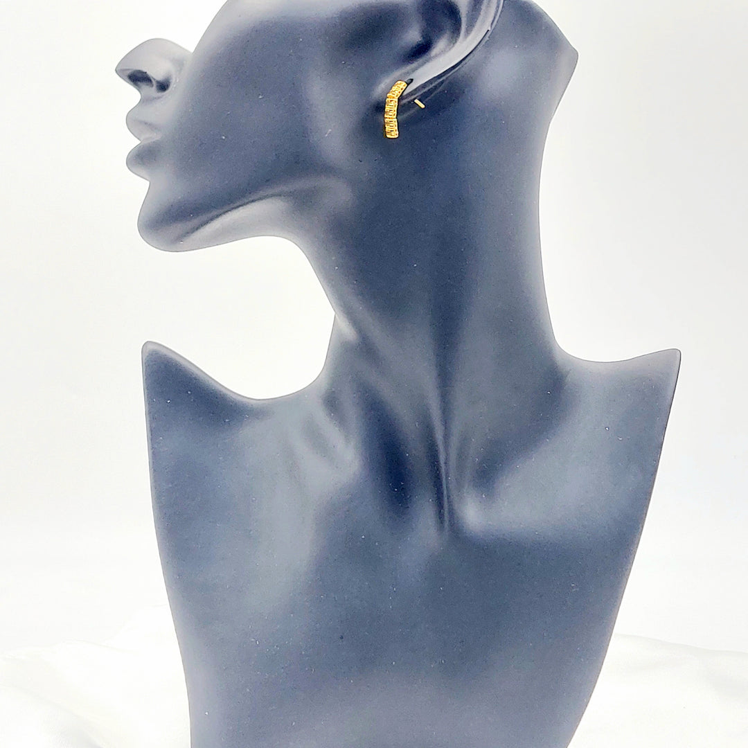 21K Gold Textured Bar Stud Earrings