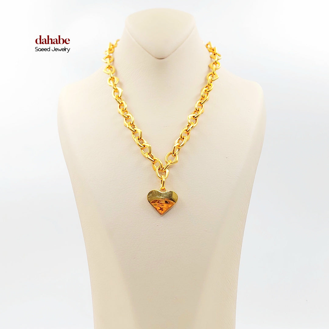 21K عقد جنزير قلب-مجوهرات الشيخ سعيد-Saeed Jewelry 