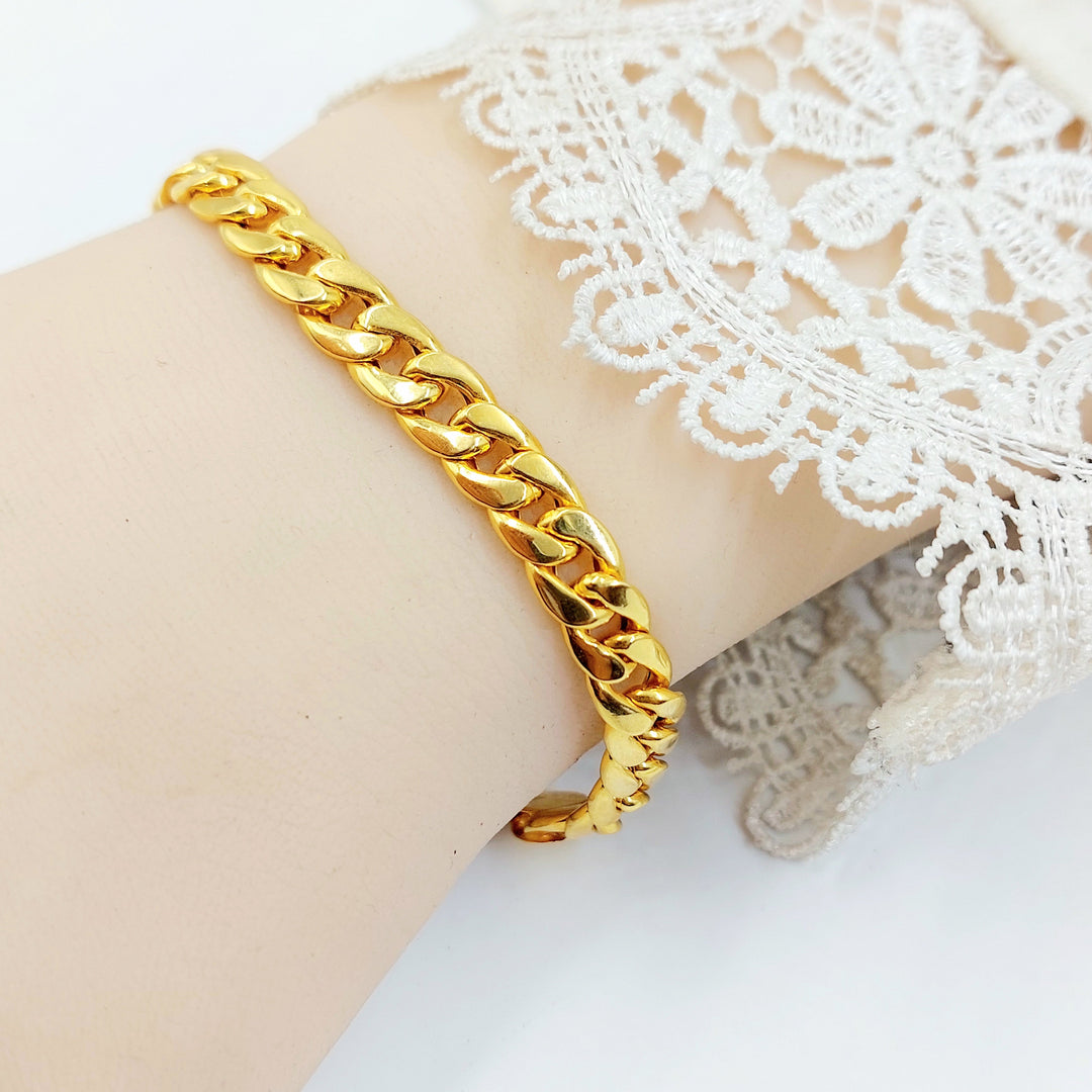 Flat Cuban Links Bracelet Made of 21K Gold by Saeed Jewelry 