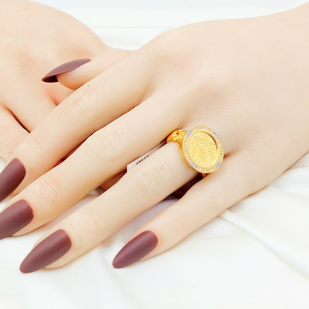 21K Gold Ottoman Coin-Inspired Halo Ring