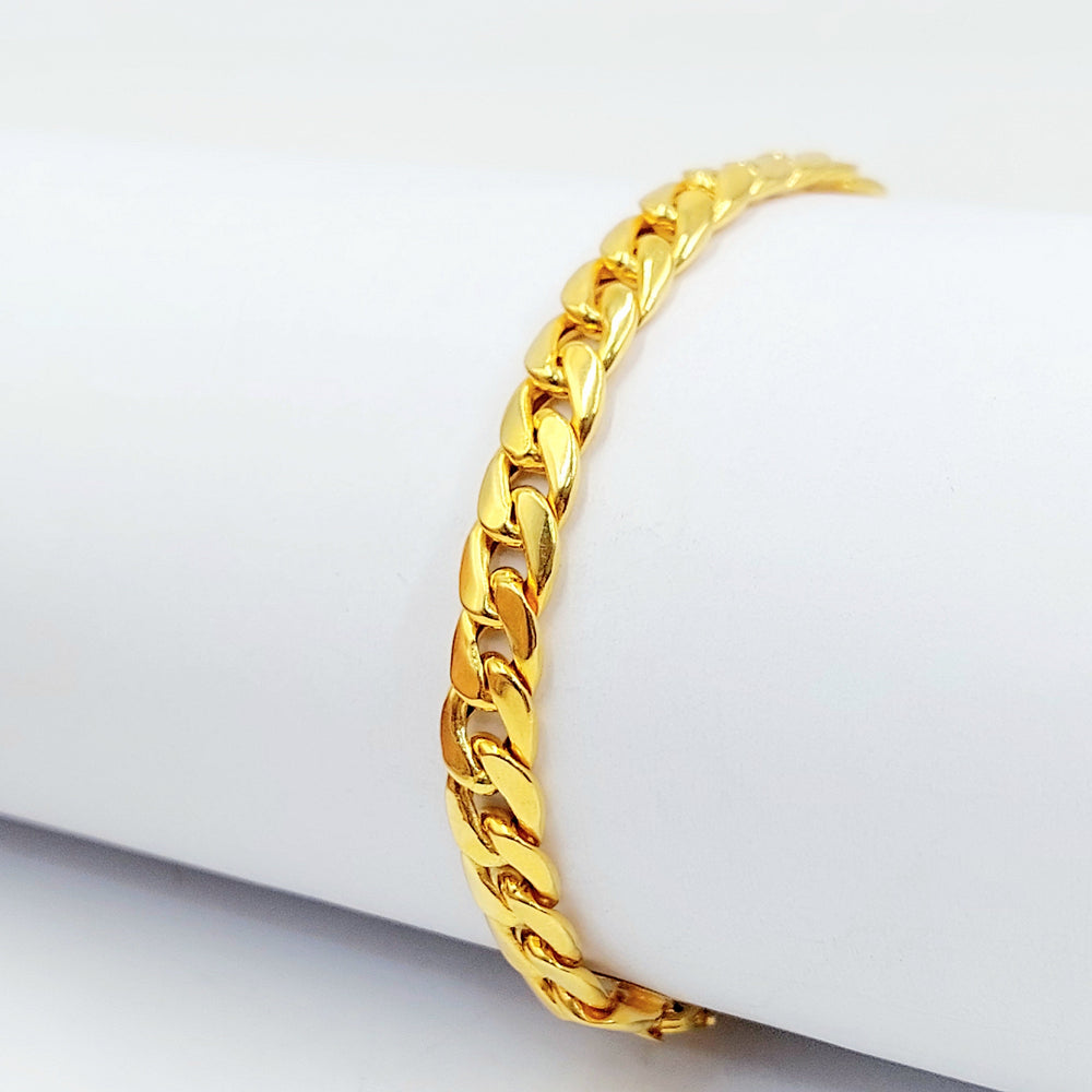 Flat Cuban Links Bracelet Made of 21K Gold by Saeed Jewelry 