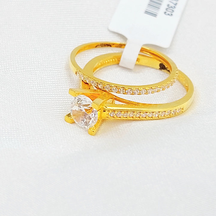Zircon Studded Twins Wedding Ring
