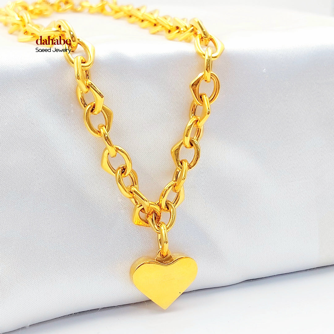 21K عقد جنزير قلب-مجوهرات الشيخ سعيد-Saeed Jewelry 