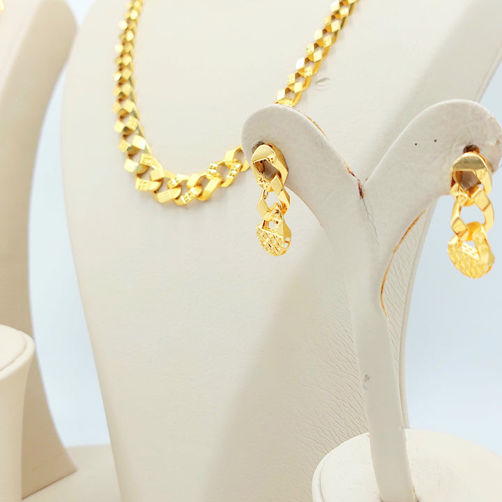 21K Gold Cuban Link Jewelry Set