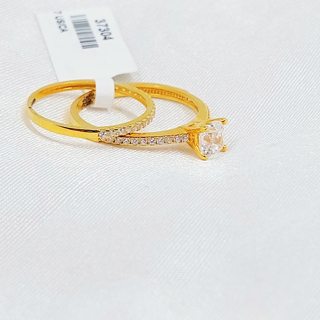 Zircon Studded Twins Wedding Ring