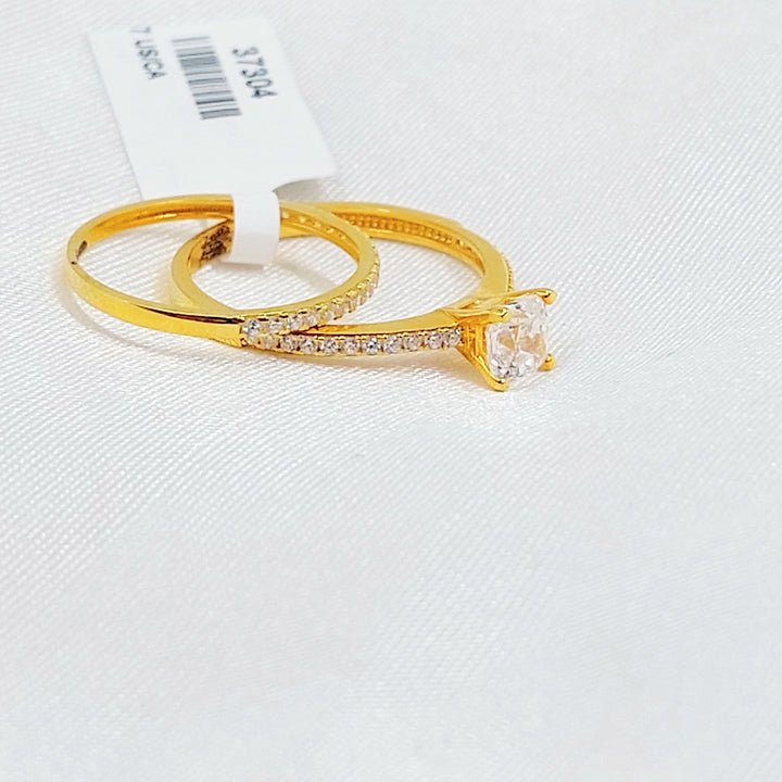 Zircon Studded Twins Wedding Ring