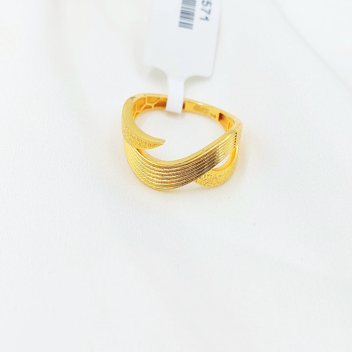 21K Gold Ribbed Crossover Ring