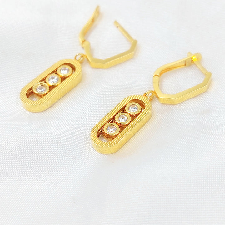 Zircon Studded Deluxe Earrings Made of 21K Gold by Saeed Jewelry 