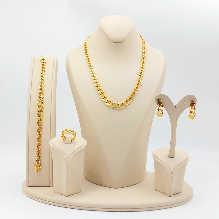 21K Gold Cuban Link Jewelry Set