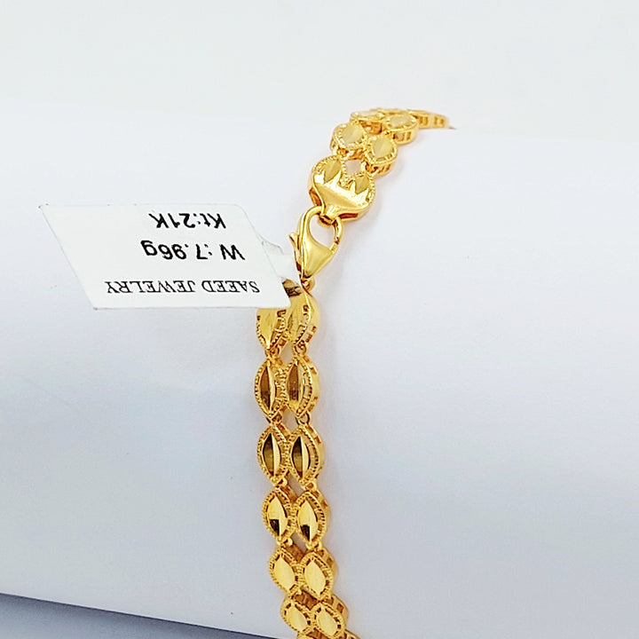 Flat Engraved Bracelet Made of 21K Gold by Saeed Jewelry 