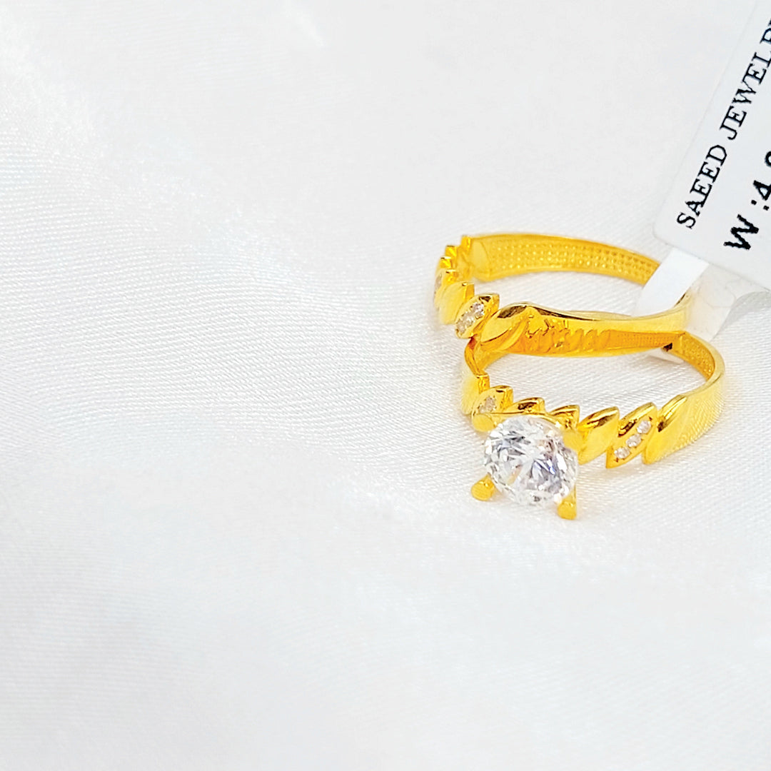 Zircon Studded Twins Wedding Ring