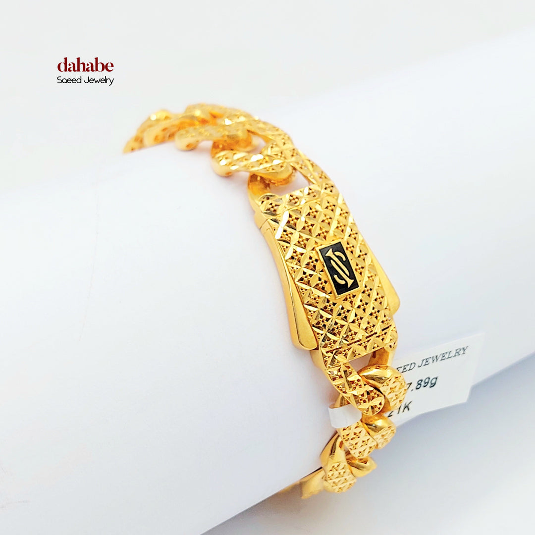 21K Gold Filigree Cuban Link Bracelet