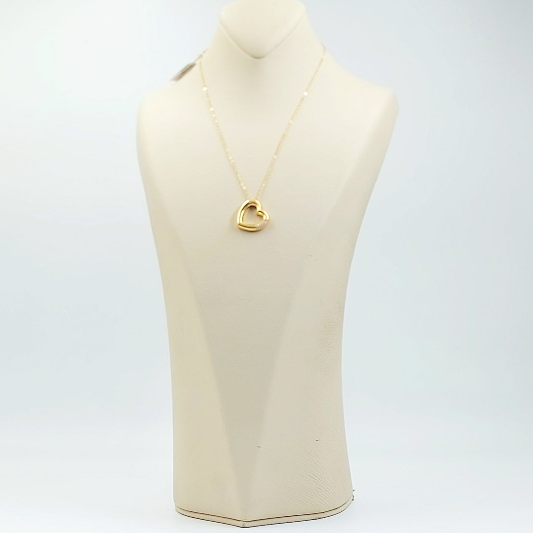 Zircon Studded Heart Necklace Made of 21K Gold by Saeed Jewelry 