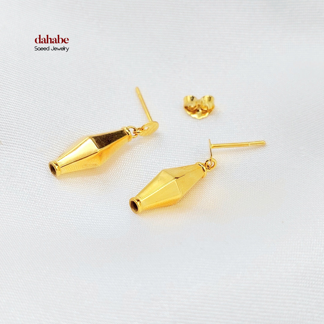 21K Gold Faceted Drop Earrings