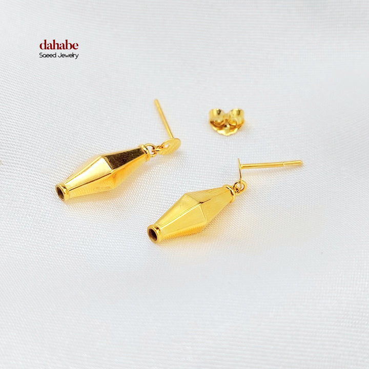21K Gold Faceted Drop Earrings