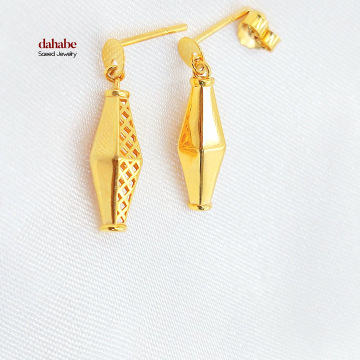 21K Gold Faceted Drop Earrings