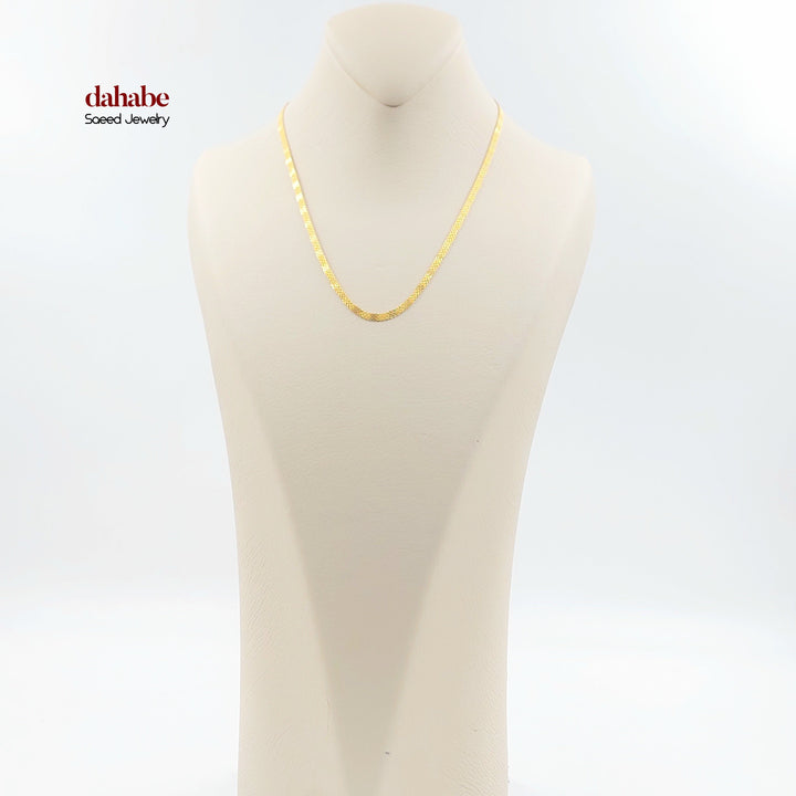 21K Gold 3mm Flat Chain Necklace